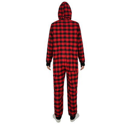 Unisex Black Red Plaid Christmas Onesie Pajamas