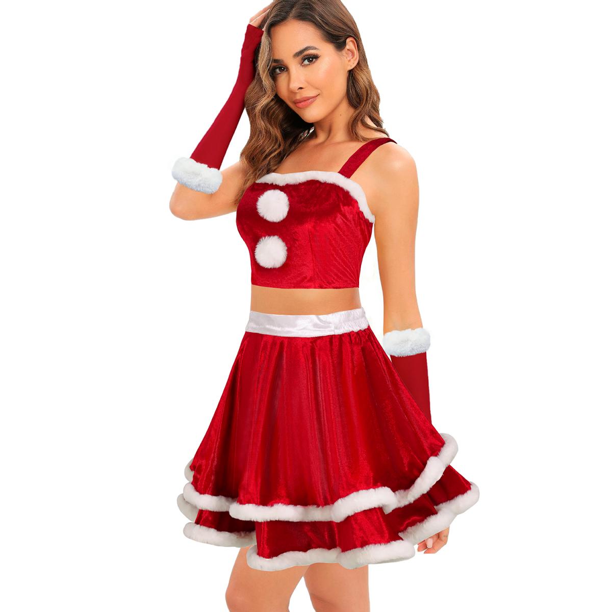 Red Christmas Dress Womens Festive Party Set