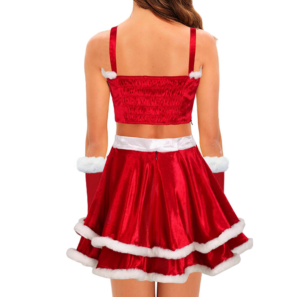 Red Christmas Dress Womens Festive Party Set