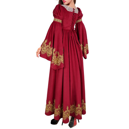 Red Renaissance Vintage Dress Womens Victorian Medieval Costume