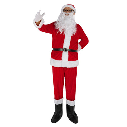 8 Pieces Deluxe Santa Claus Costume Set Adults Complete Christmas Outfit