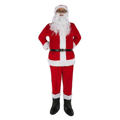 8 Pieces Deluxe Santa Claus Costume Set Adults Complete Christmas Outfit