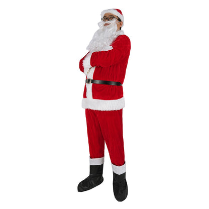 8 Pieces Deluxe Santa Claus Costume Set Adults Complete Christmas Outfit