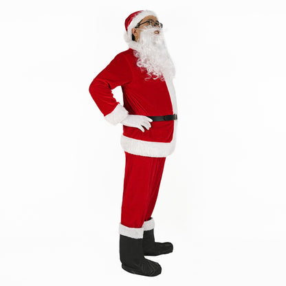 8 Pieces Deluxe Santa Claus Costume Set Adults Complete Christmas Outfit