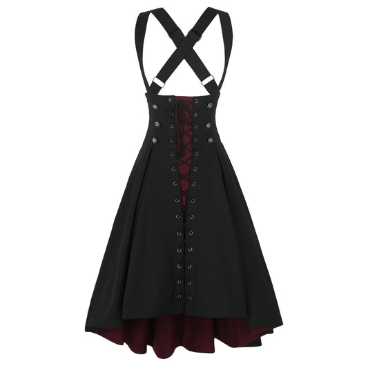 Steampunk Gothic Dress Victorian Lace Up Suspender Skirt