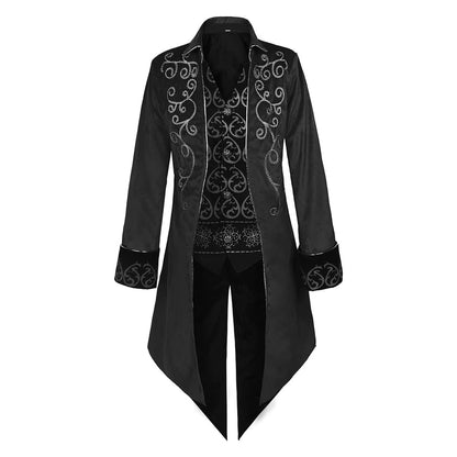 Steampunk Gothic Jacket Medieval Vintage Court Tailcoat Mens Halloween Costume