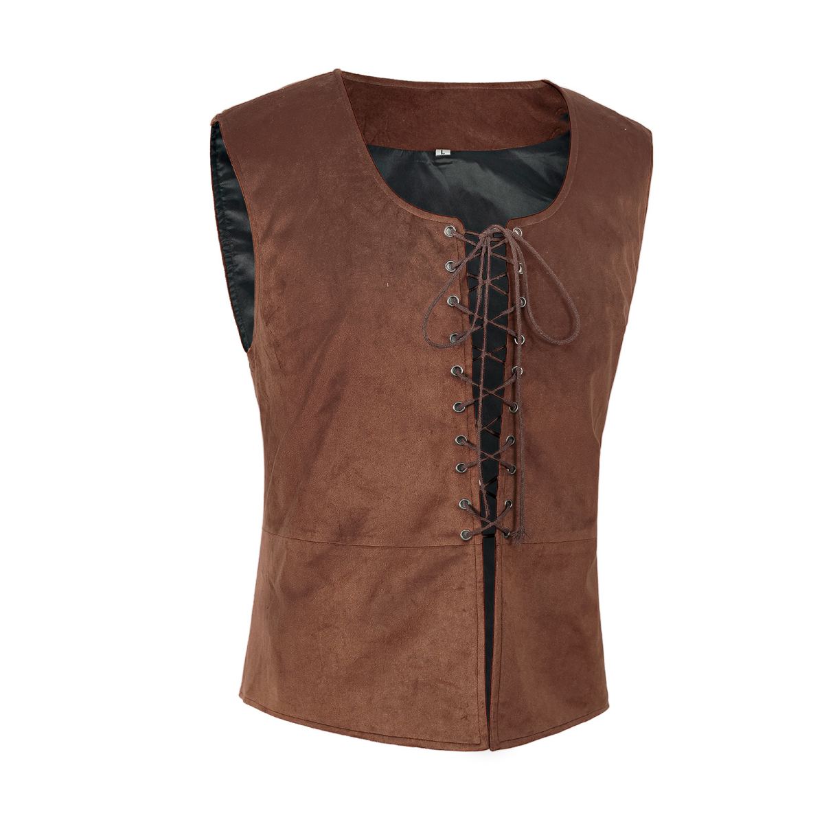 Mens Lace Up Retro Pirate Vest Steampunk Renaissance Waistcoat   Medieval Costume