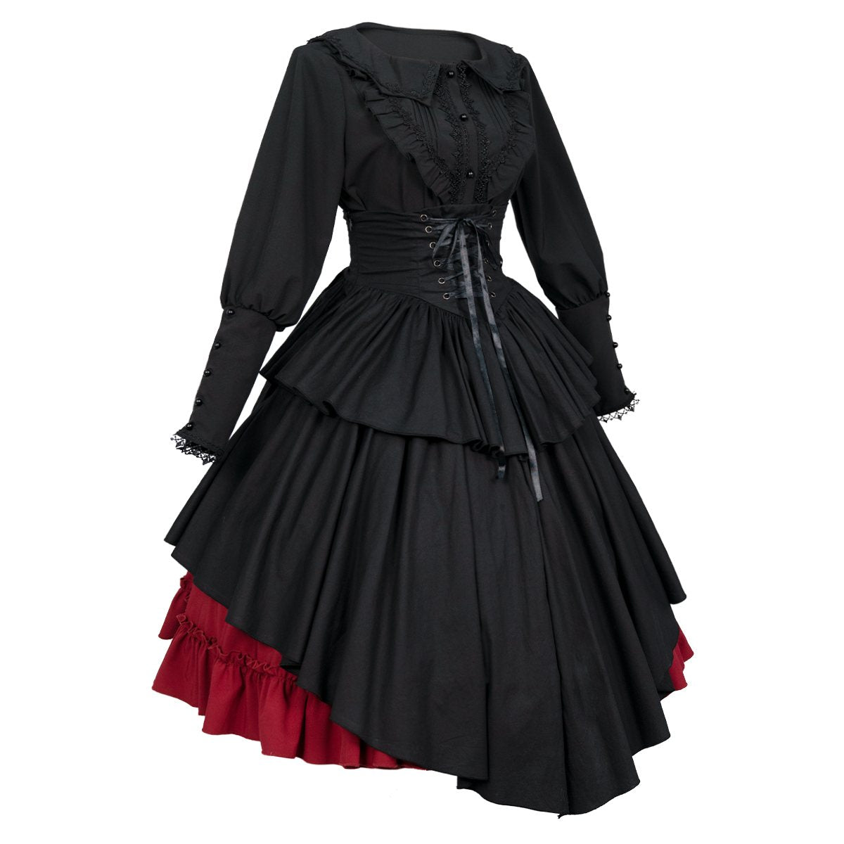 Two Pieces Gothic Dress Set Women Vintage Medieval Outfit