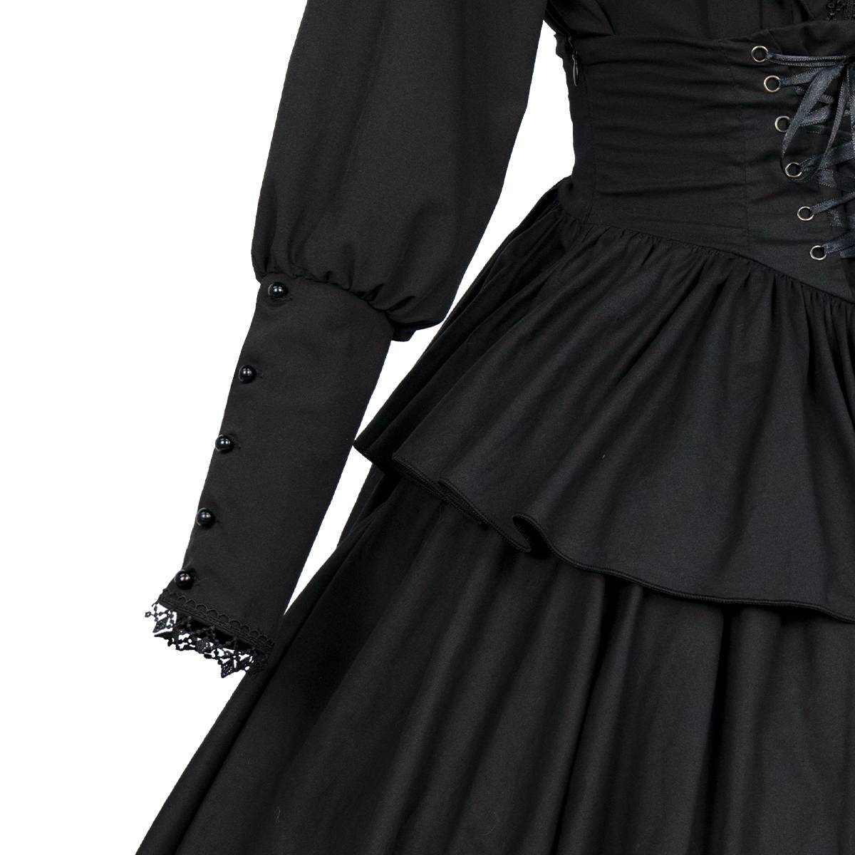 Two Pieces Gothic Dress Set Women Vintage Medieval Outfit