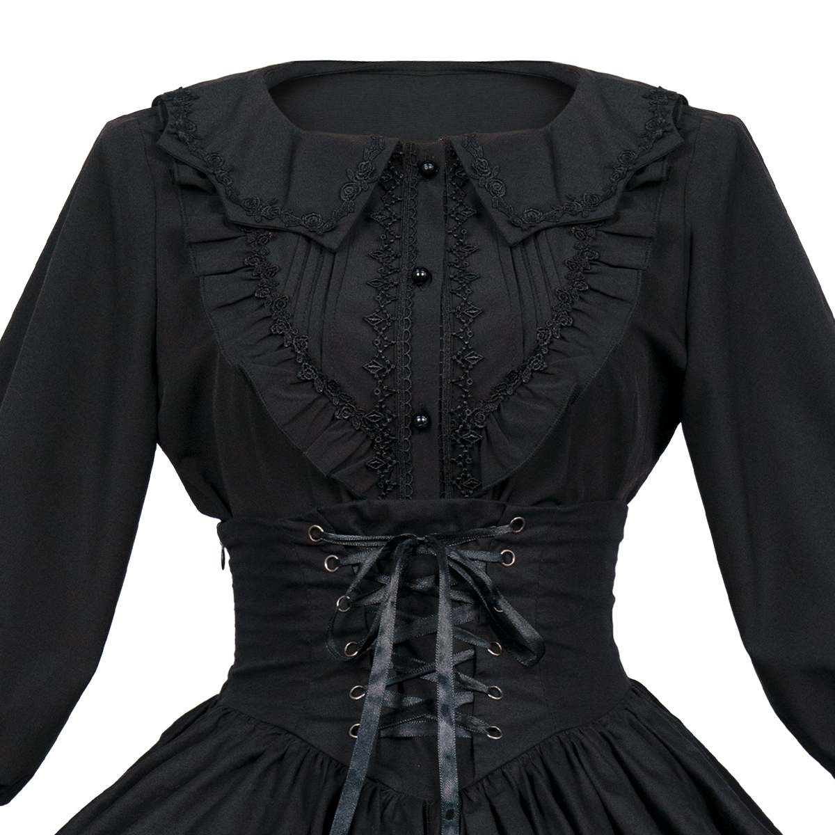 Two Pieces Gothic Dress Set Women Vintage Medieval Outfit