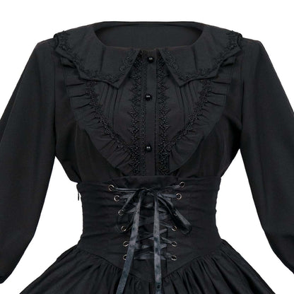 Two Pieces Gothic Dress Set Women Vintage Medieval Outfit