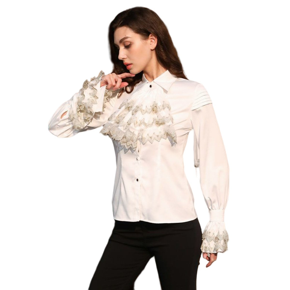 White Renaissance Pirate Shirt Womens Medieval Costume Top