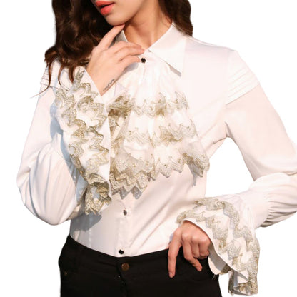 White Renaissance Pirate Shirt Womens Medieval Costume Top