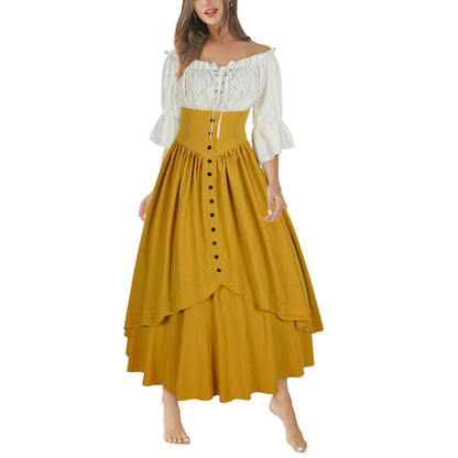 Womens Medieval Half Skirt With Vintage Shirt Renaissance Outfit