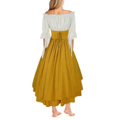 Womens Medieval Half Skirt With Vintage Shirt Renaissance Outfit