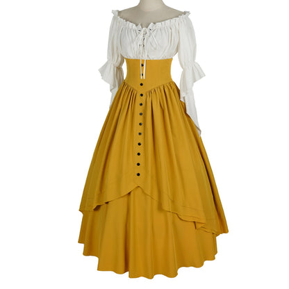 Womens Medieval Half Skirt With Vintage Shirt Renaissance Outfit