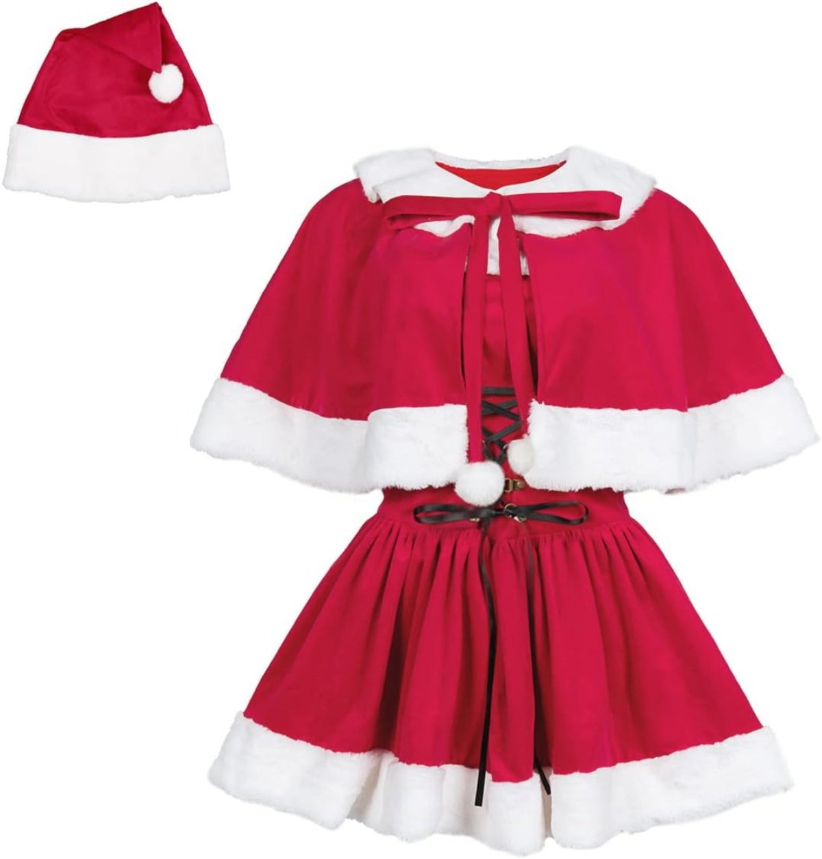 Womens Red Christmas Dress With Cape