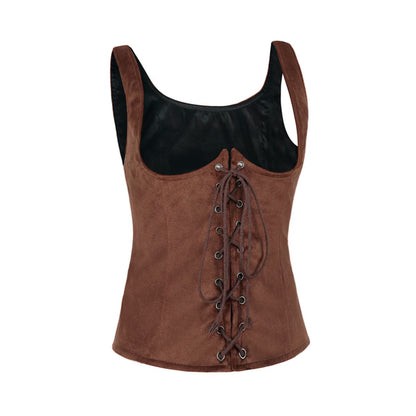 Womens Renaissance Pirate Vest Steampunk Medieval Costume Top