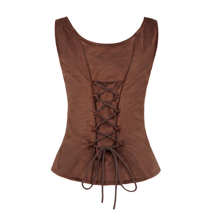 Womens Renaissance Pirate Vest Steampunk Medieval Costume Top