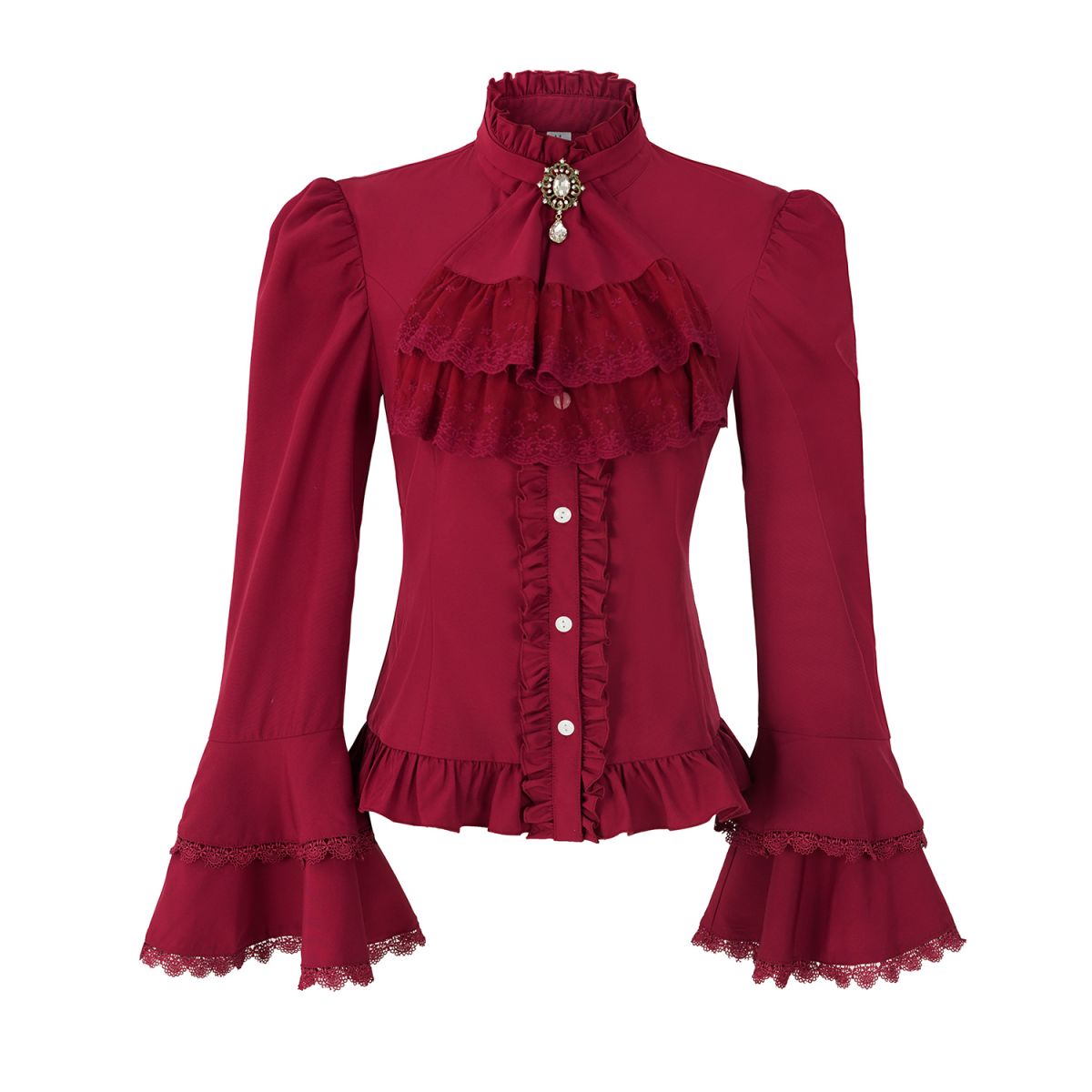 Womens Solid Color Court Shirt Medieval Pirate Top