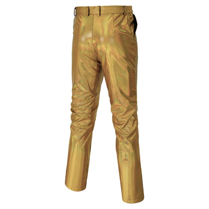 Yellow Glittering Metallic Sequin Disco Dance Pants