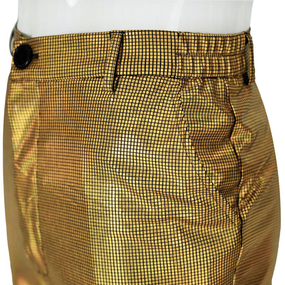 Yellow Glittering Metallic Sequin Disco Dance Pants